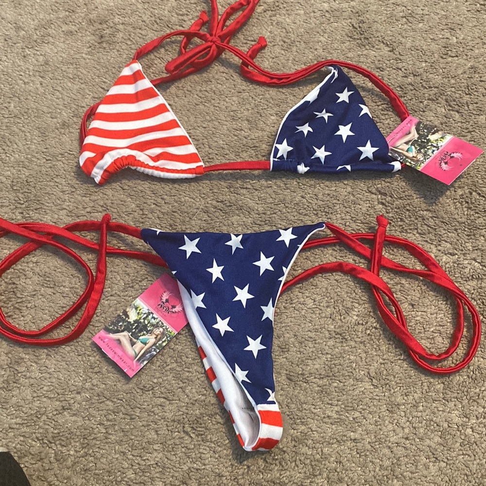 American flag thong bikini